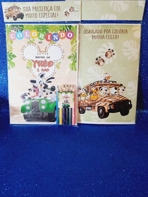 Kit colorir com lápis mickey safari