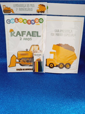 Kit colorir com lápis personalizado trator