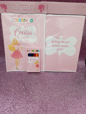 Kit colorir com caixa de giz personalizada barbie