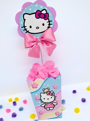 Centro de mesa personalizado hello kitty - 10 unidades