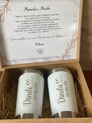 Kit dindo e dinda com copos térmicos gravados a laser
