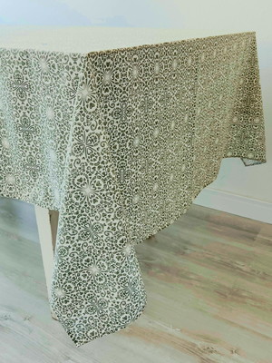 Toalha de mesa estampada verde retangular 290 x 145 cm