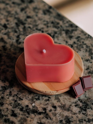 Mini vela aromática coração rosa - lembrancinha para eventos