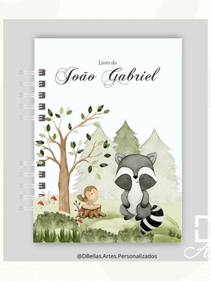 Livro do bebê bosque animais menino personalizado