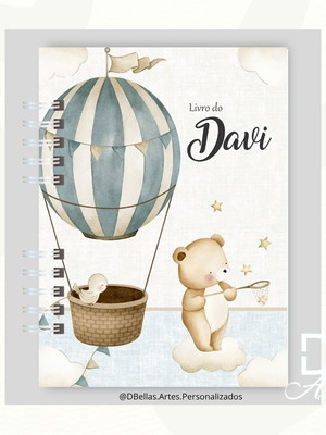 Livro do bebê urso baloeiro menino personalizado