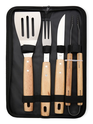 Kit churrasco 4 peças com estojo e plaquinha -18894