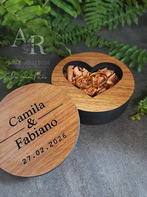 Porta alianças personalizado madeira mdf casamento boho