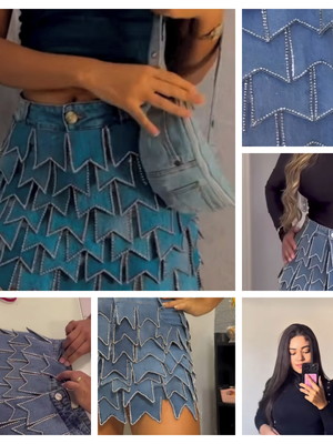 Saia junina jeans bandeirinhas