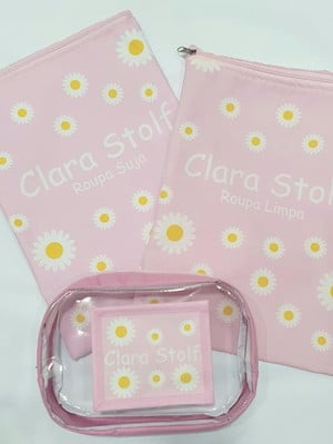 Kit roupa suja impermeável roupa limpa e necessaire banho