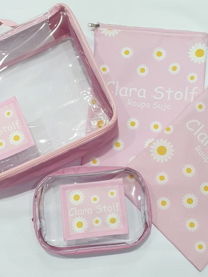 Kit roupa suja impermeável roupa limpa e necessaire banho