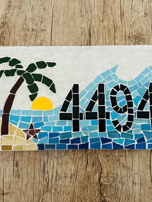 Número para casa em mosaico coqueiro