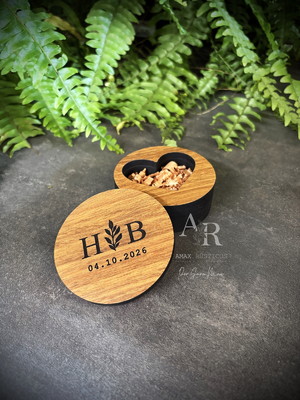 Porta alianças redondo madeira mdf boho personalizado