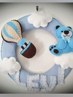 Guirlanda personalizada maternidade urso aviador enxoval