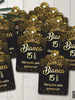 Tag com furo preto com dourado