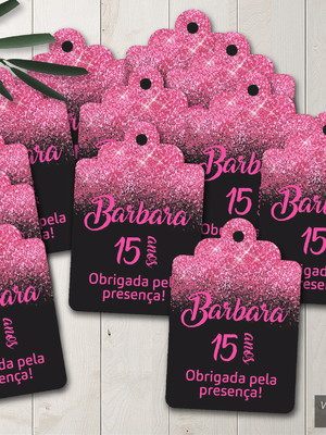 Tag com furo preto com pink
