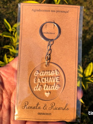 Chaveiro pers de acrílico transp - lembrancinha de casamento