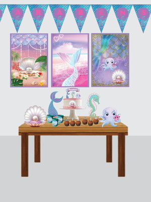 Kit só um bolinho sereia decoração c/ caneca festa simples