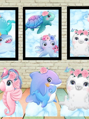 Fundo do mar kit festa displays e quadro para painel