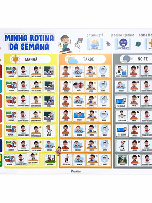 Quadro educativo de rotinas semanal geladeira menino