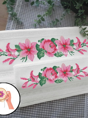Gráfico ponto cruz - florais rosa