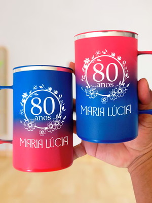Canecas chopp bicolor para aniversário com borda