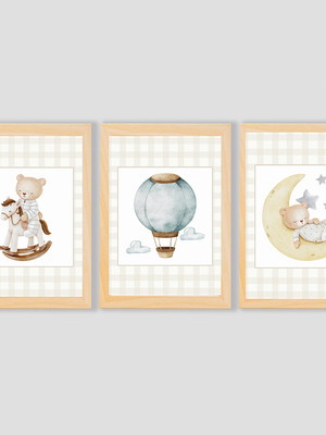 Quadros decoração bebê urso vichy