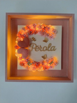Quadro porta maternidade floral com led