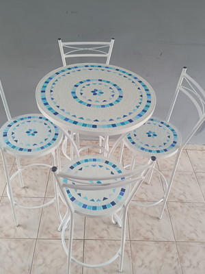 Conjunto em mosaico bistrô blue lindo