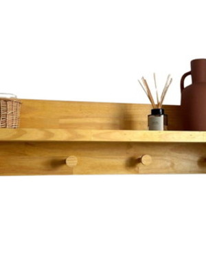 Cabideiro prateleira boho chic verniz caramelo 90cm