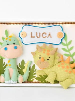 Enfeite porta maternidade dinossauro com luz de led