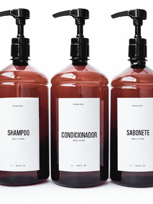 Kit 3 frascos - shampoo condicionador e sabonete - 1 litro