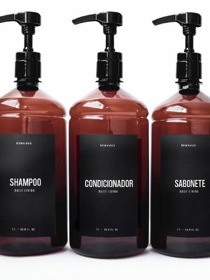 Kit 3 frascos - shampoo condicionador e sabonete - 1 litro