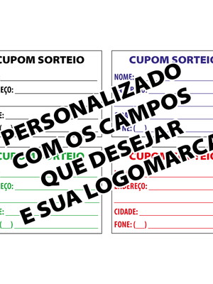 10 blocos com 100 cupons, bilhetes, enumerados para sorteio