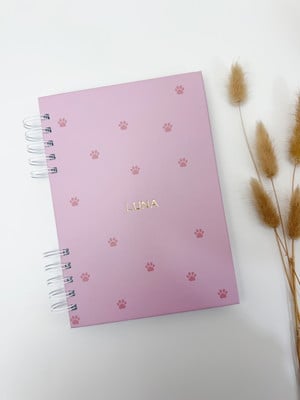 Caderneta pet personalizada | pegadas hotstamping