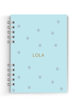 Caderneta pet personalizada hotstamping | azul patinhas