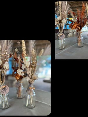 Kit 6 arranjos petit flores desidratadas em garrafinha vidro