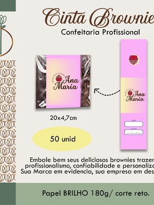 50 cintas de brownie/ palha italiana personalizadas