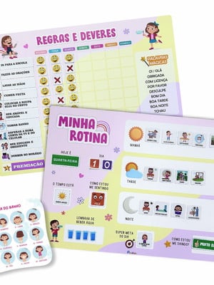 Kit quadros educativos infantil rotina + incentivo p/ parede