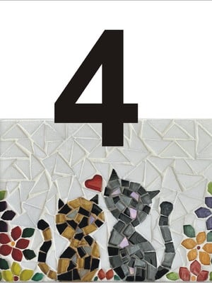 Número para casa em mosaico gatinhos