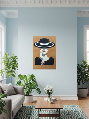 Quadro decorativo para sala - marchetaria - me05 39,5x27x1,6