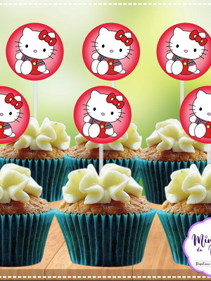 Topper para cupcake hello kitty (arte digital)