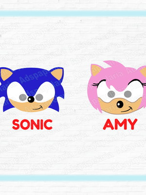 Máscaras de papel do sonic e amy