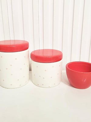 Kit higiene 3 peças poás rosé + vermelho
