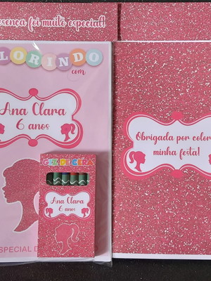 Kit colorir com caixa de giz personalizada da barbie