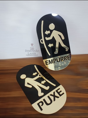 2 placa de identificação empurre/puxe, placa de sinalização