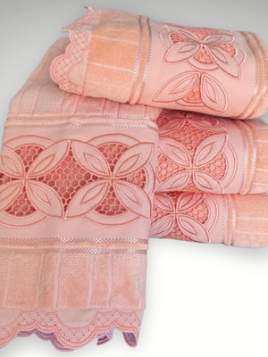 Conjunto de toalhas bordadas casal luxo 4 peças richilieu