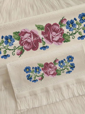 Gráfico ponto cruz -rosa com florzinhas