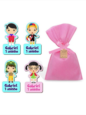 Ímã turma do chaves cute pers. em mdf com saquinho e tag