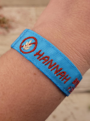 Pulseira de identificação com alerta médico - azul turquesa