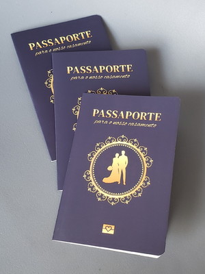 Convites casamento passaporte passagem aérea viagem